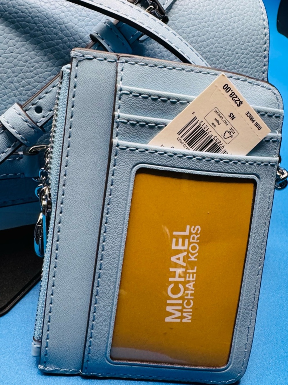 Michael Kors Powder Blue Quilted & Pebbled Leather Crossbody & Wallet Bundle - Picture 11 of 11